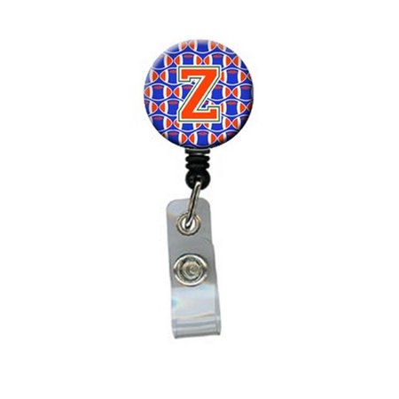 CAROLINES TREASURES Letter Z Football Green, Blue and Orange Retractable Badge Reel CJ1083-ZBR